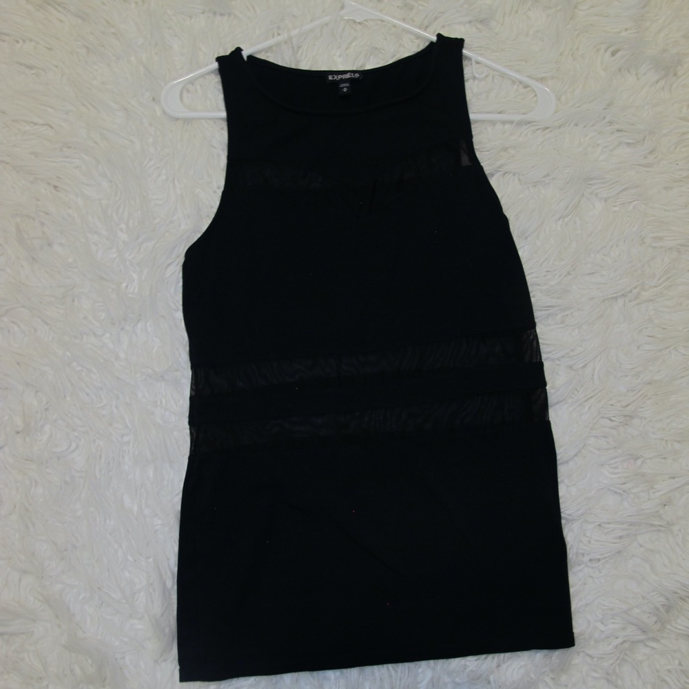 Women's Express Sleeveless Mesh Shirt Chic Date night Top Size : M Black EUC - Picture 5 of 7